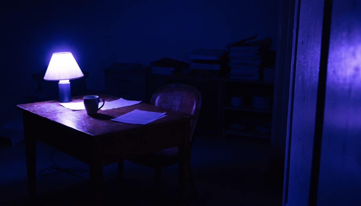 A small business back room at night, where the late math gets done